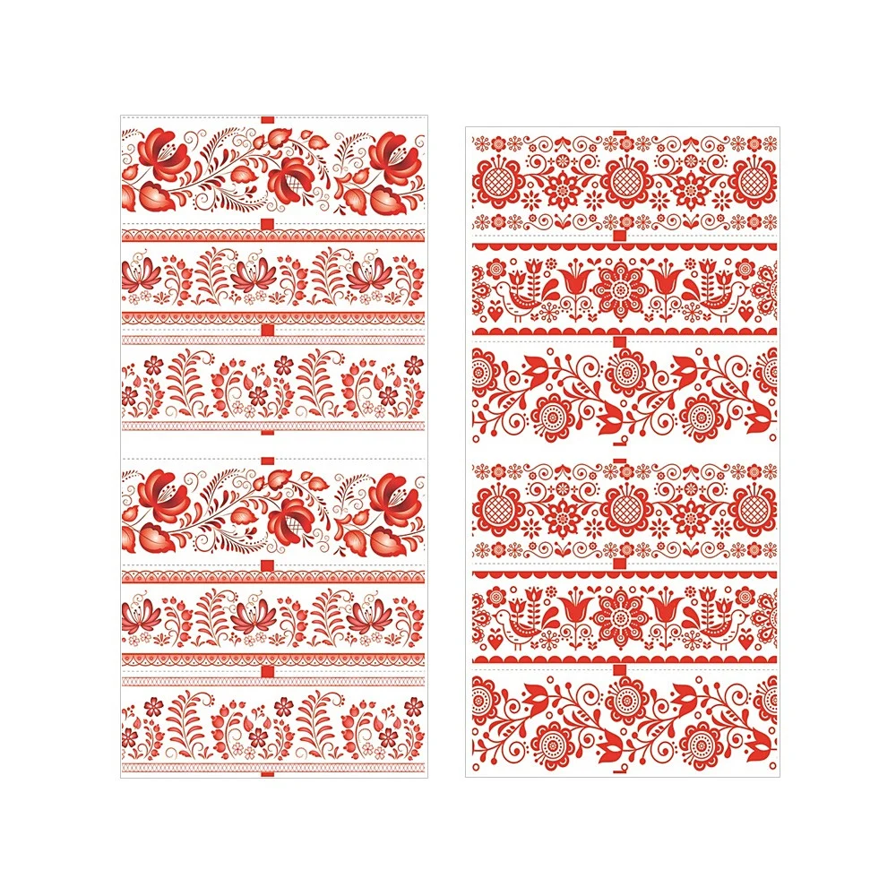 Set 12 folii termice pentru oua de Pasti - motive florale rosii [2]