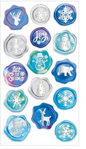 STICKERE PERETE - Set 15 stickere de iarna albastre cu imitatie sigiliu ceara