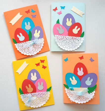 Felicitari Pasti - Set confectionare 20 felicitari cos cu oua