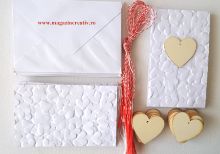 MARTISOARE CARTON, ETAMINA, LEMN - Set confectionare 20 martisoare lemn