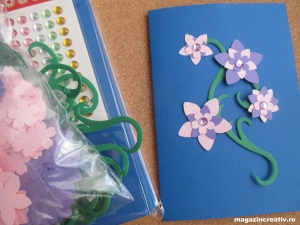 MARTISOR - Set creativ 20 felicitari albastre cu flori