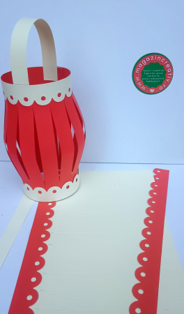 Seturi creative - Set Creativ DIY Crăciun - 2 Mini-Felinare din Carton pentru Brad, Activitate Lucru Manual Copii și Familie, Roșu/Crem