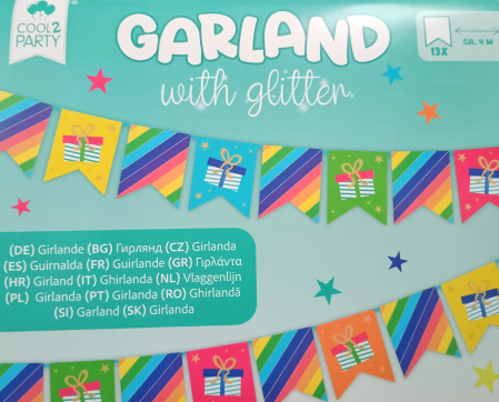 GHIRLANDE.BALOANE.MASTI - Set decorativ ghirlanda cu stele și baloane glitter