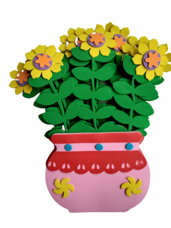 SETURI DECORATIVE MARI - Set decorativ vaza cu flori rosii 28 cm - 5 buc