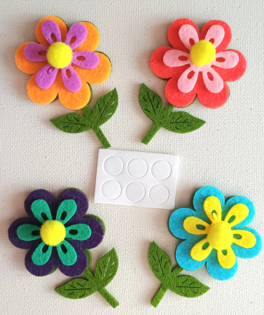 DECUPAJE - Set fetru - 3 flori cu buburuza