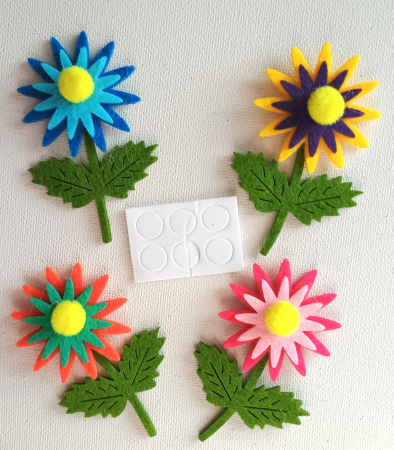 DECUPAJE FETRU - Set fetru - 3 flori cu buburuza