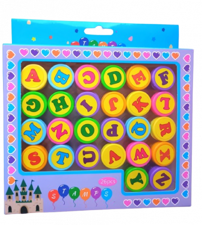 CIFRE. LITERE. FIGURI GEOMETRICE - Stampile tusate pentru copii - litere