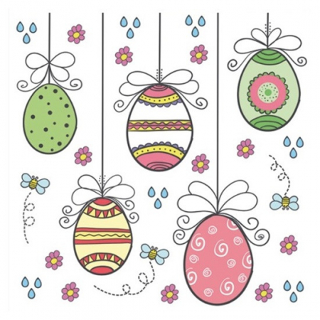 PASTI - Sticker geam cu motive de Pasti – oua colorate, 30 x 30 cm