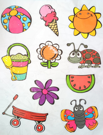 COPACI - Sticker geam fereastra soare zambitor cu umbrela