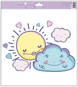 CURCUBEUL - Sticker geam fereastra soare zambitor cu umbrela