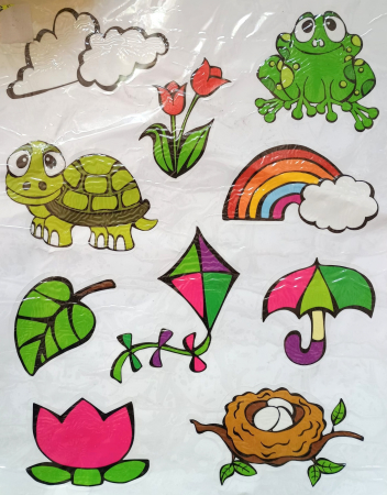 COPACI - Sticker geam fereastra soare zambitor cu umbrela