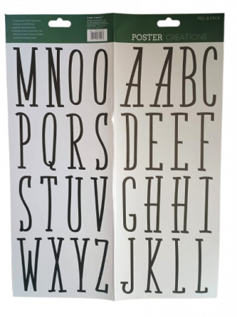 STICKERE. GHIRLANDE. AUTOCOLANTE.BALOANE - Stickere perete litere - alb-negru 41 cm