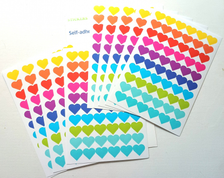 CURCUBEUL - Inimi curcubeu - stickere recompensa, 10 coli/ set