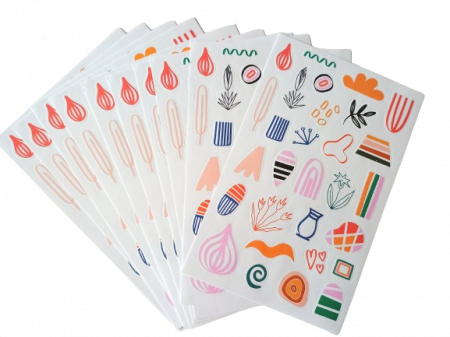 CIFRE. LITERE. FIGURI GEOMETRICE - Stickere hartie frunze - etichete 10 file