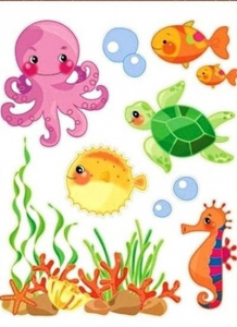 MEDIUL ACVATIC - Sticker perete cu scop decorativ - animale acvatice