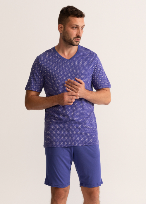 Pijama barbati cu pantaloni scurti, Soft&Seven Sofiaman, Albastru [4]