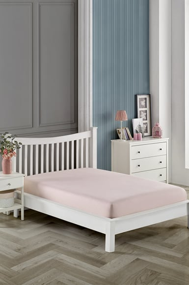 Cearceaf cu elastic din bumbac 100% – roz pudră – 100x200 cm [1]
