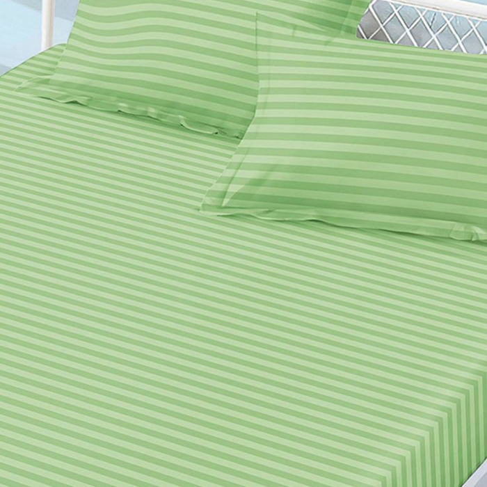 Cearceaf de pat cu elastic, Damasc 180x200 cm +doua fete de perna 50x70 cm, Verde [2]