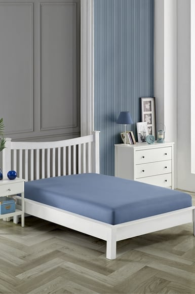 Cearceaf de pat cu elastic 180x200 cm, bleumarin [1]