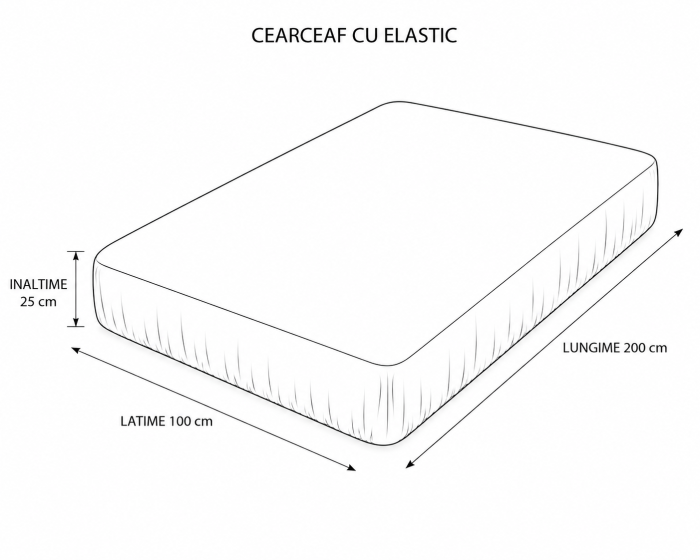 Cearceaf cu Elastic Premium din Bumbac Fin – Eleganță și Confort Superior 100x200x25 cm, Gri [2]