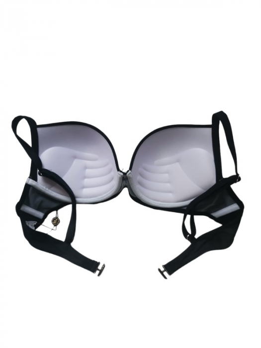 Costum de baie negru, sutien cu pus-up si bretele reglabile, slip clasic [2]