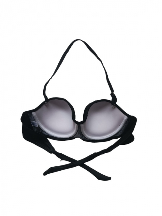 Costum de baie negru, sutien balconet cu bretele reglabile si detasabile, slip reglabil cu ciucuri [3]