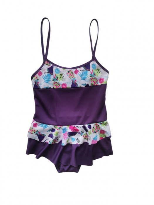 Costum de Baie Întreg Tip Rochiță pentru Fete, mov [2]