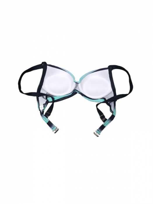 Costum de baie negru cu dungi, sutien cu dublu pus-up si bretele reglabile, slip clasic [3]