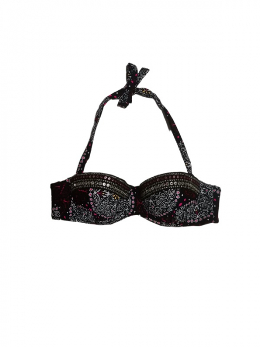 Costum de baie 2 piese negru cu imprimeu [2]