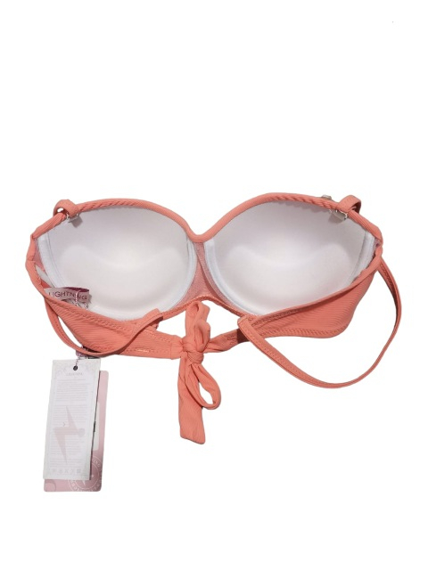 Costum de baie , 3 piese , portocaliu deschis (piersica) , chilot cu talie inalta + chilot normal ,sutien balconet [5]