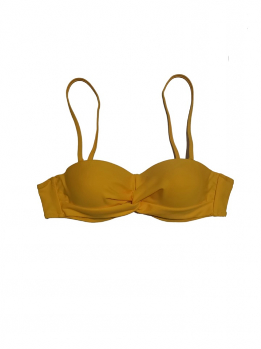 Costum de baie galben, sutien cu pus-up si bretele reglabile, slip brazilian [4]