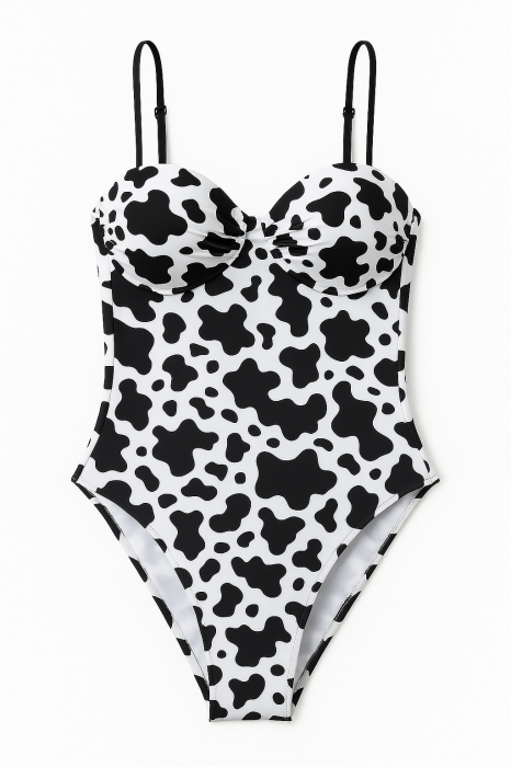 Costum de baie intreg alb cu negru [1]