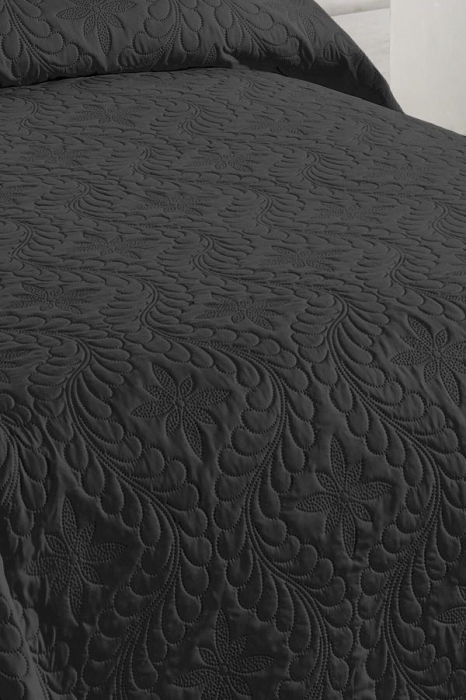 Cuvertura pat uni + 2 fete perna, Negru, 250x260 cm [4]