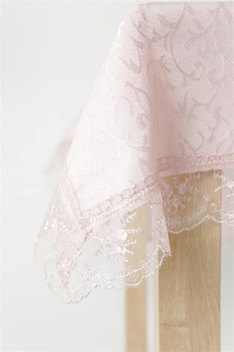Fata de masa 160 x 220 cm, roz  cu dantela [2]