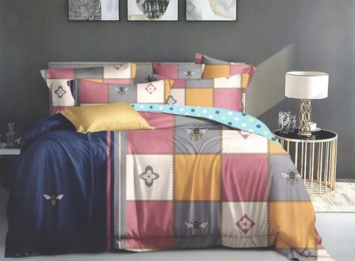 Lenjerie de pat de pat 3 piese, pentru o persona 140x200 cm, colorata [1]