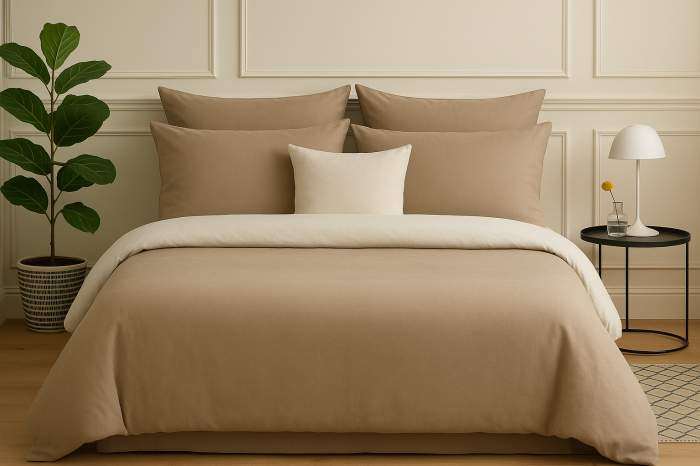 Lenjerie de pat 3 piese, 140x200 cm, bej [1]