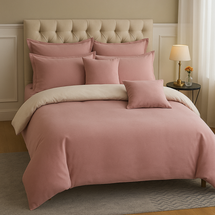 Lenjerie de pat 3 piese, 140x200 cm, roz pudra [1]
