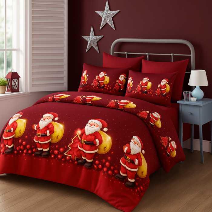 Lenjerie de pat 4 piese model Craciun [1]