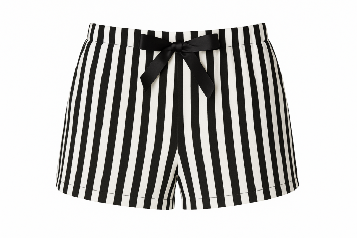 Pantaloni scurți de pijama cu dungi , alb negru [1]