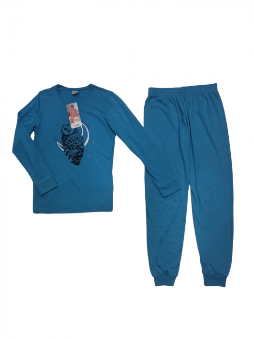 Pijama dama din bumbac, albastra [2]