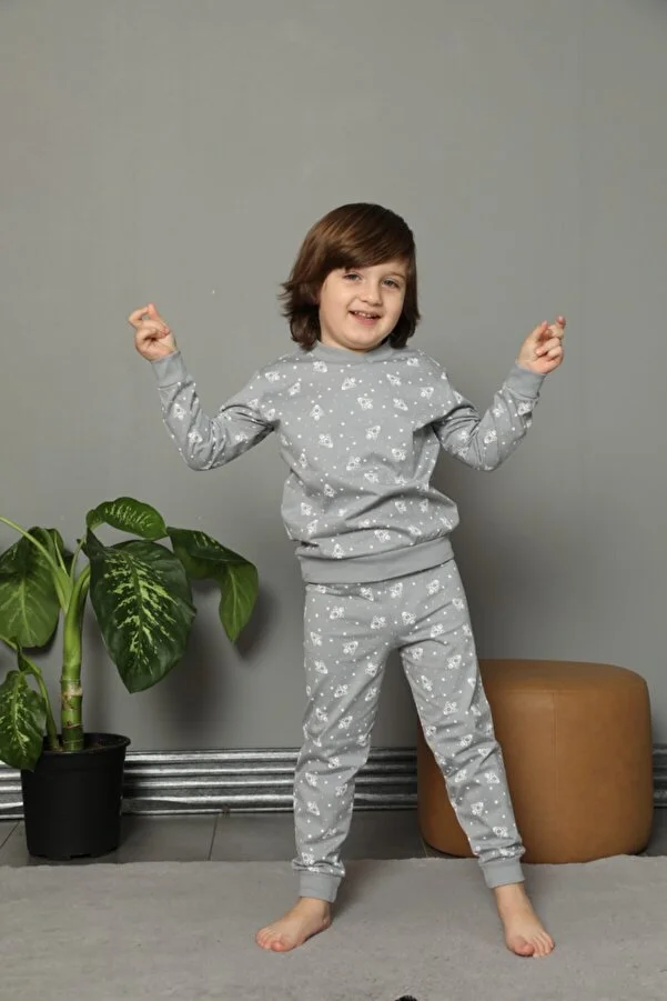Pijama băieți gri cu imprimeu [2]