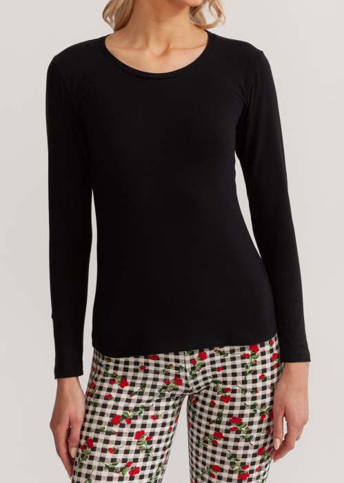 Pijama femei din bumbac, Soft&Seven Sofiaman, pantaloni cu talie inalta reglabila [3]