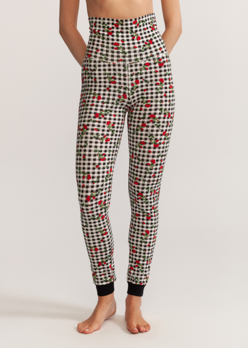 Pijama femei din bumbac, Soft&Seven Sofiaman, pantaloni cu talie inalta reglabila [4]