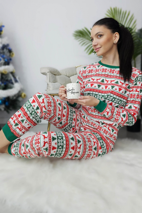 Pijamale Craciun familie, rosu și verde [7]