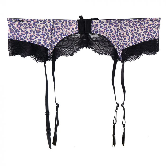 Portjartiera Lemila  animal print cu dantela [2]