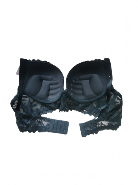 Set sutien si chilot , verde din dantela, sutien dublu push-up, chilot brazilian [3]