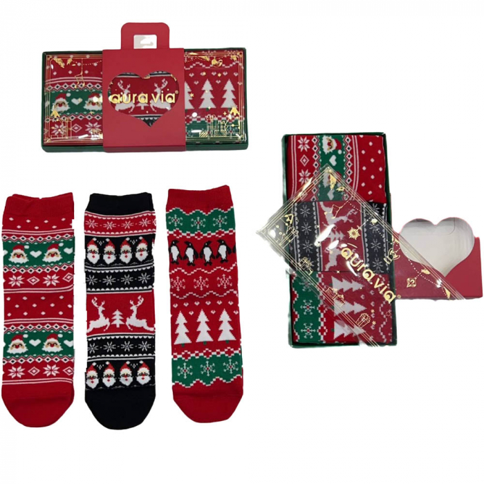 Sosete din bumbac cu tematica de Craciun, cutie 3 perechi [2]