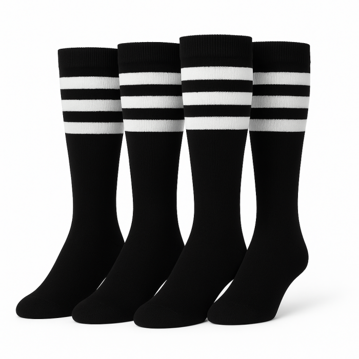 Sosete fete lungi negre cu dungi albe [1]