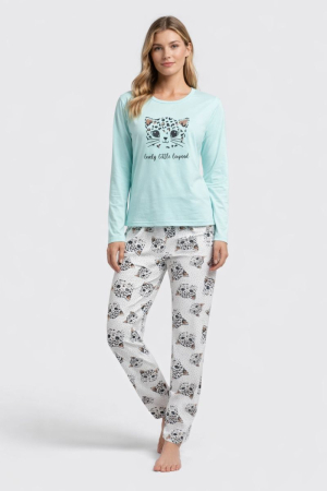 Pijamale - Pijama din bumbac „Lovely Little Leopard” – confort delicat pentru nopți liniștite