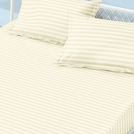 Cearceaf de pat cu elastic, Damasc 180x200 cm +doua fete de perna 50x70 cm, Crem [1]